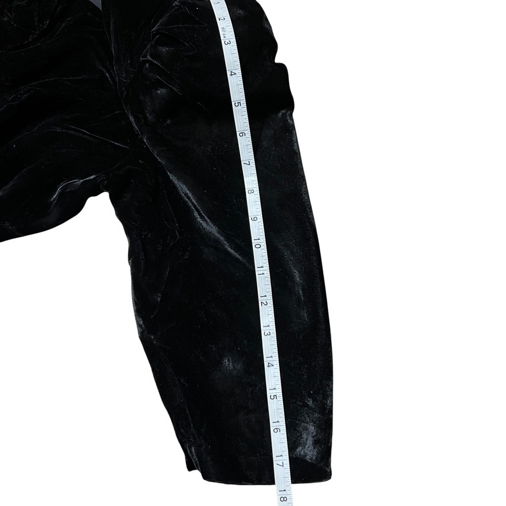 Vintage David Mitchell Black Velvet Button Front Puff Sleeve Midi DressSize 9 10 - Picture 8 of 10